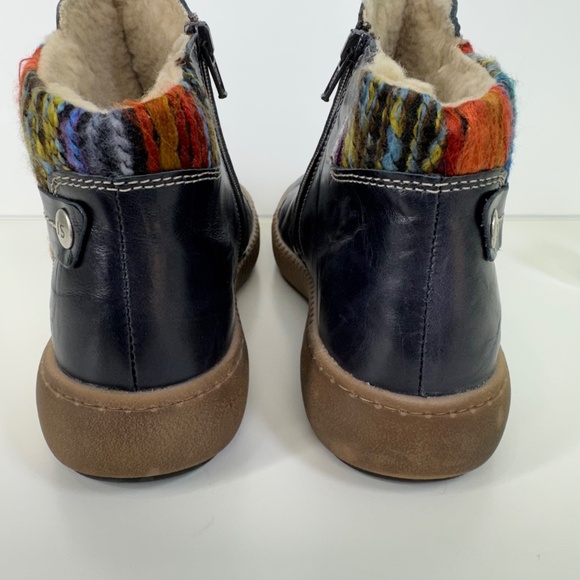 Josef Seibel Women’s Leather Side Zip Chelsea Ankle Boots – Navy with Knit - Picture 8 of 13